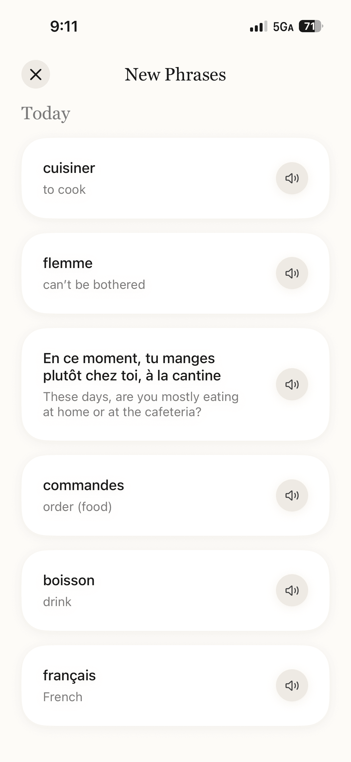 New phrases picked up naturally from conversations